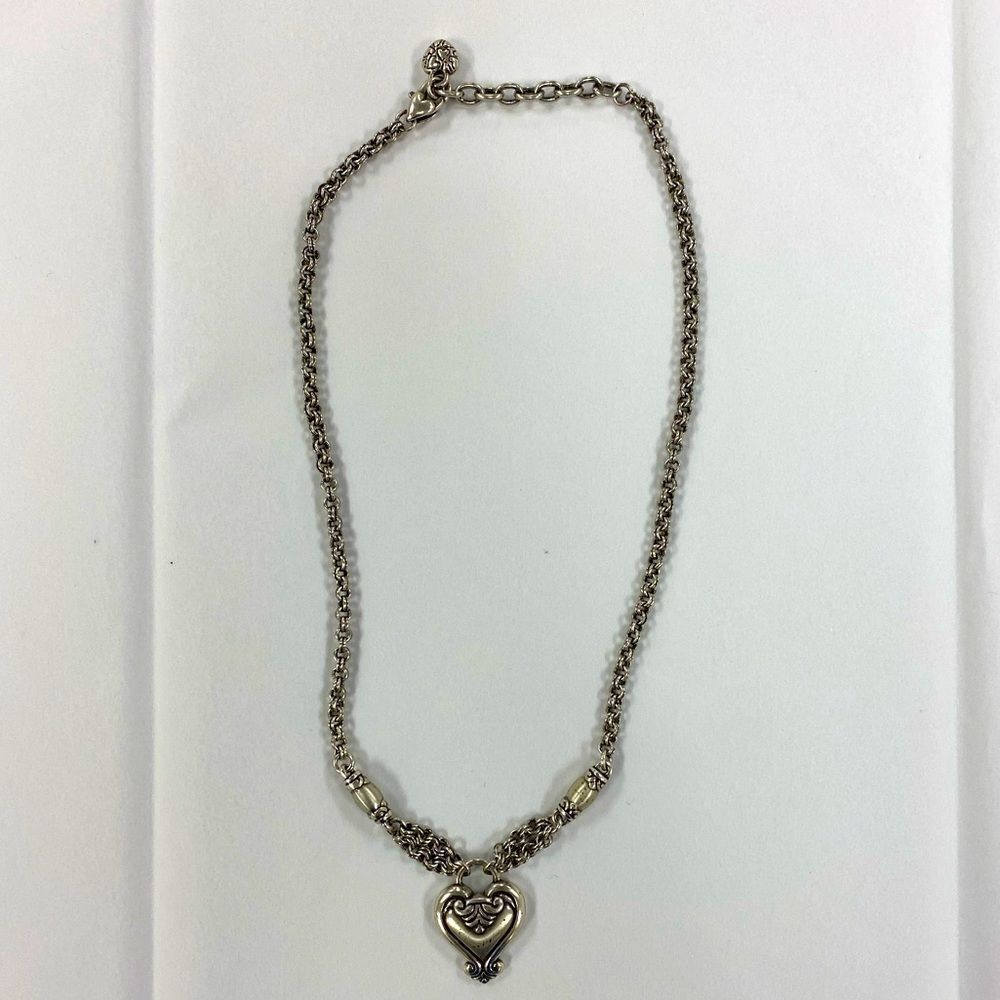 Brighton vintage retired Blair‎ silver chain and heart pendant collar necklace